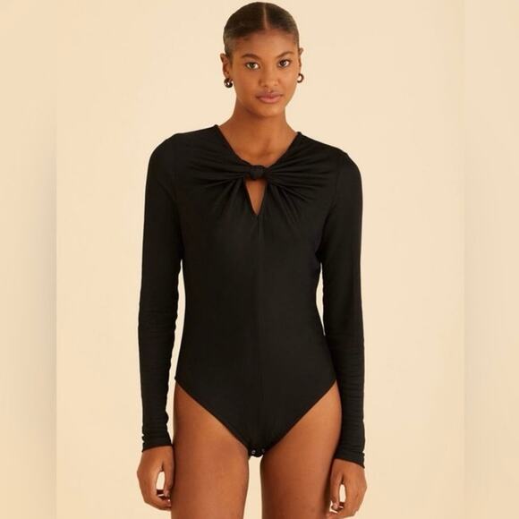 NWOT FARM Rio Long Sleeve Bodysuit in Black SZ S - Picture 1 of 8
